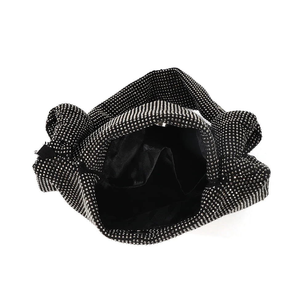 Mini Bolsa Baguete com Nós de Strass Preto - vista 5 de 5