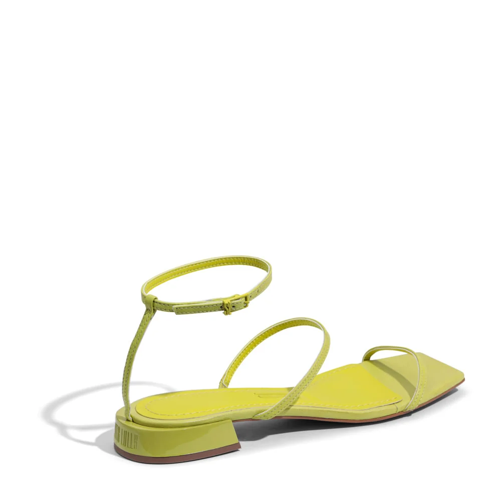 Sandália Rasteira Couro Pelica Soft Verde Limão - vista 4 de 4