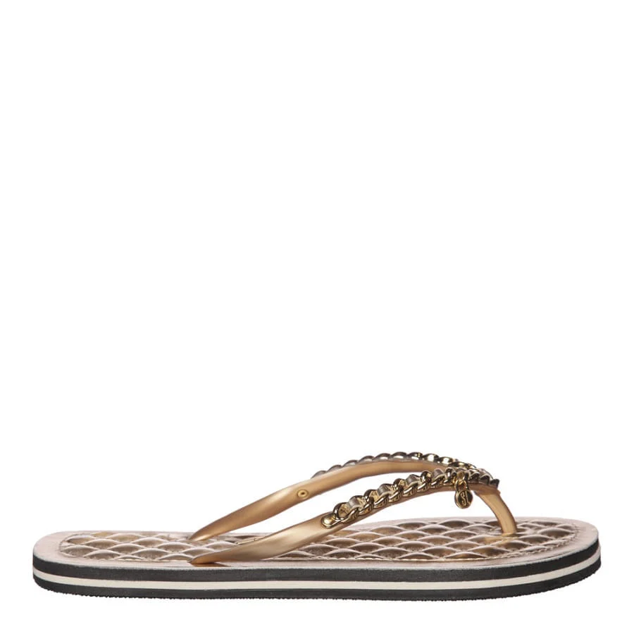 Chinelo Flip Flop Sienna Dourado Corrente - vista 1 de 4