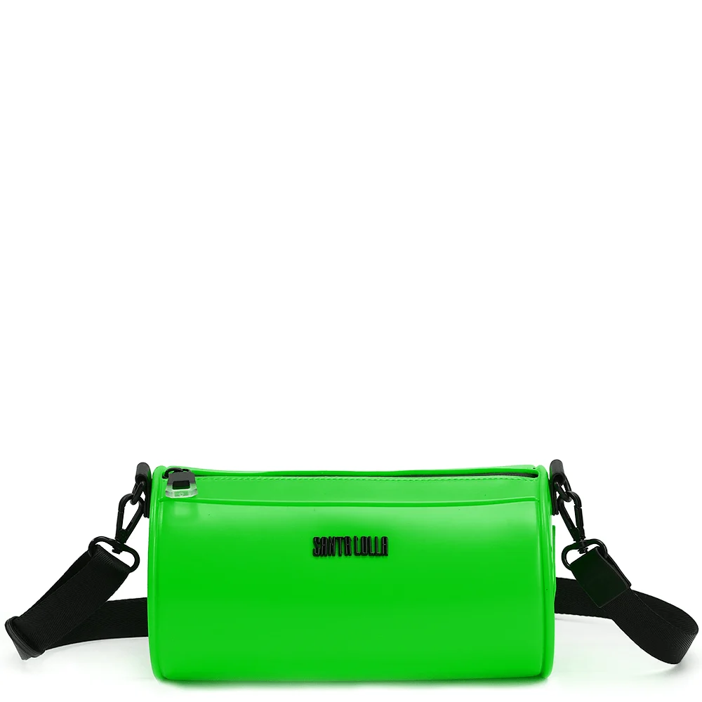 Bolsa Transversal Cilíndrica de Borracha Verde Neon Carnaval - vista 1 de 3