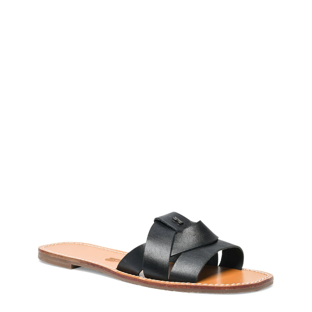 Rasteira Flat Tiras Entrelaçadas Couro Nobre Preto - vista 2 de 4