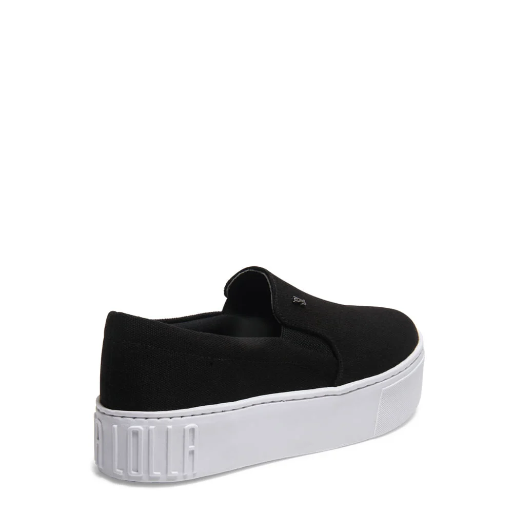 Tênis Slip On Lona Plataforma Preto - vista 4 de 4