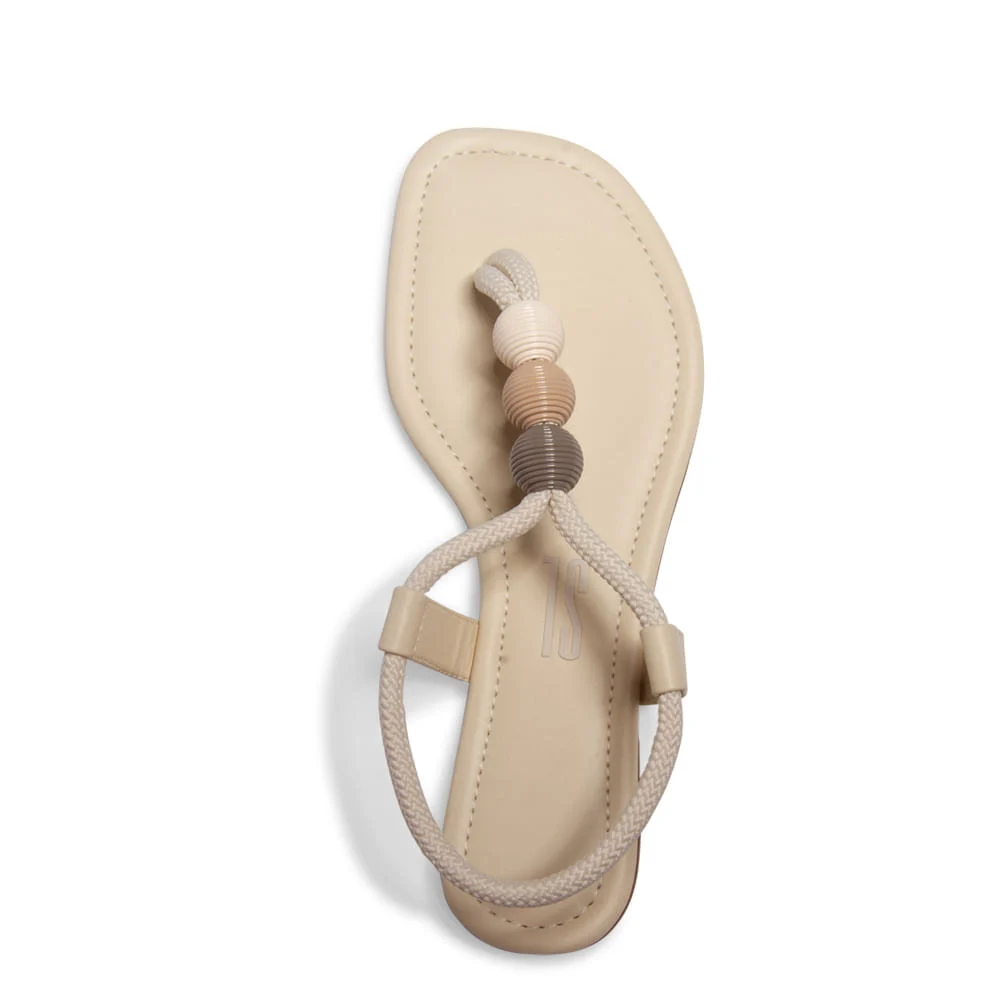 Sandália Rasteira Napa Santorine Creme - vista 4 de 4