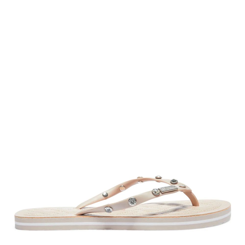 Flip Flop Matelassê Bege Borracha Rebite - vista 1 de 4