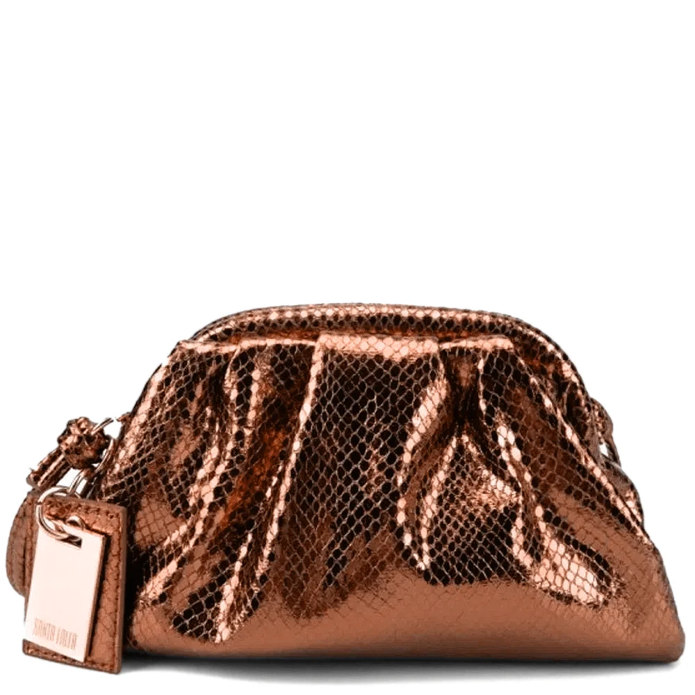 Bolsa Pouch Pequena Transversal Metalizada Marrom Bronze - vista 1 de 3