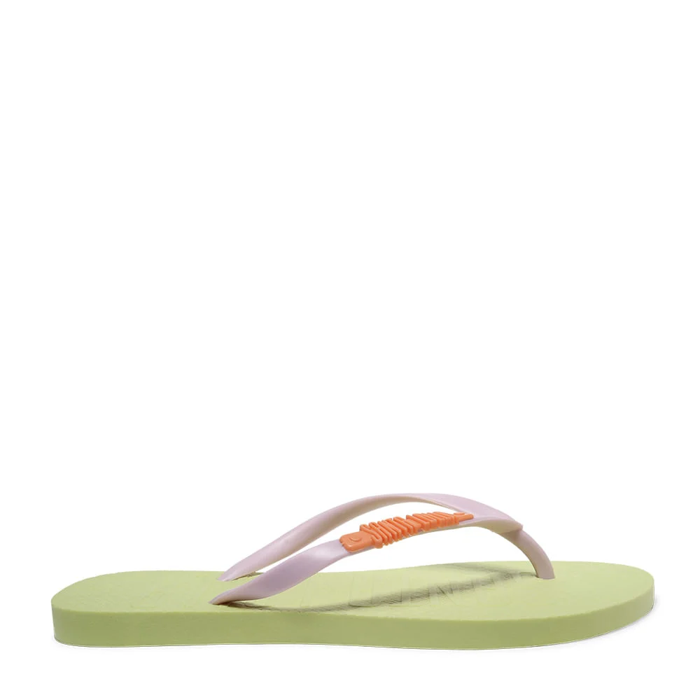 Flip Flop Verde Borracha Tiras Lilás - vista 1 de 4