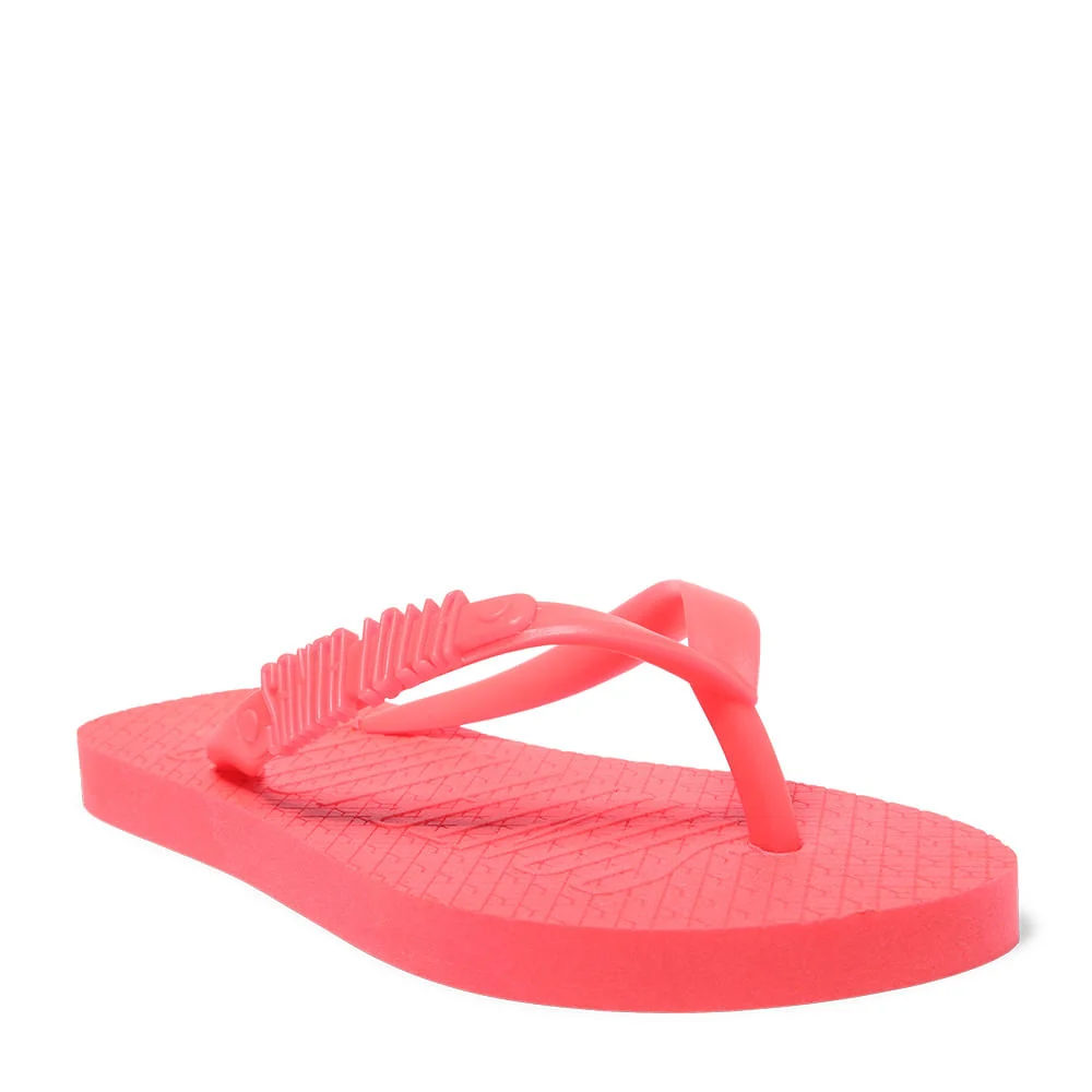 Flip Flop Infantil Rosa Neon Borracha Salto Flat - vista 3 de 4
