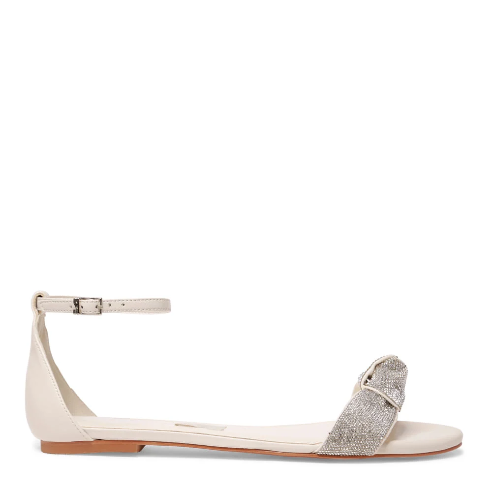 Sandália Rasteira Off White Strass Flat - vista 1 de 4