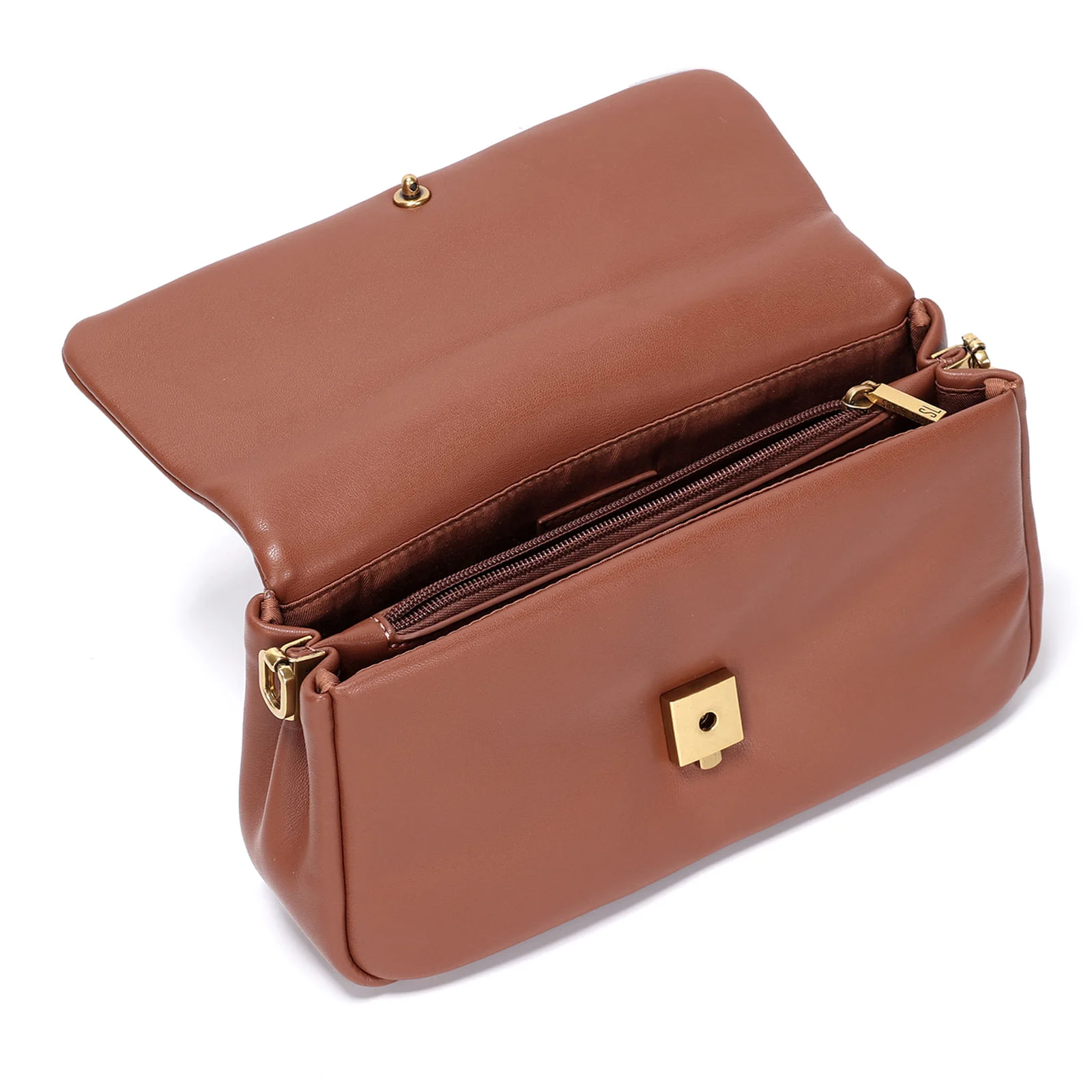 Bolsa Baguete Soft Média Marrom Alça Dupla - vista 3 de 3