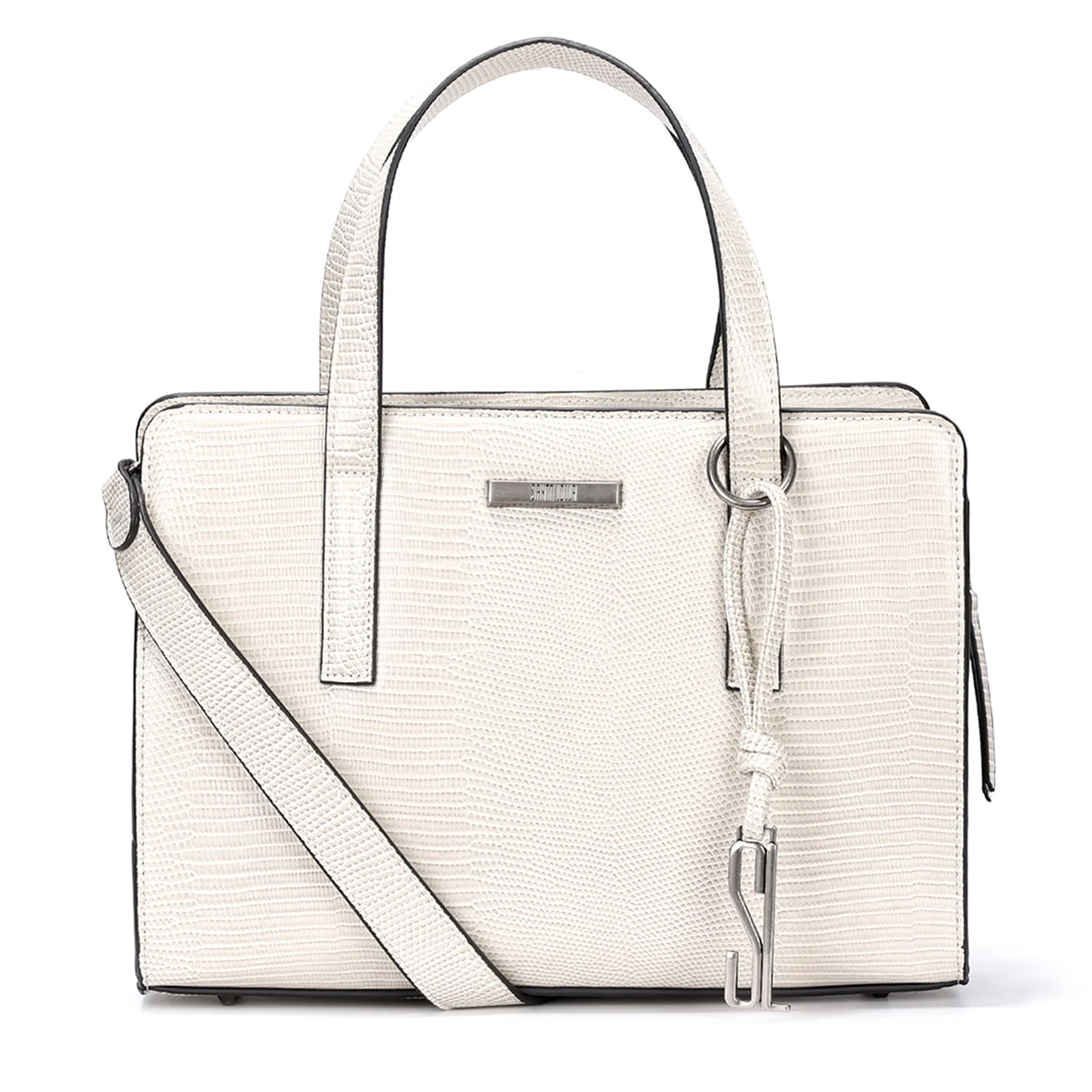 Bolsa Tote Lizard Off White Quadrada Transversal - vista 1 de 3