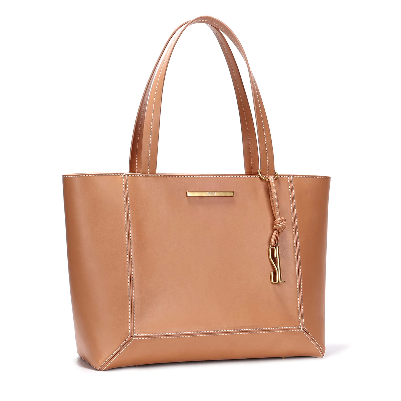 Bolsa Shopper Marrom Grande Pesponto - vista 2 de 3