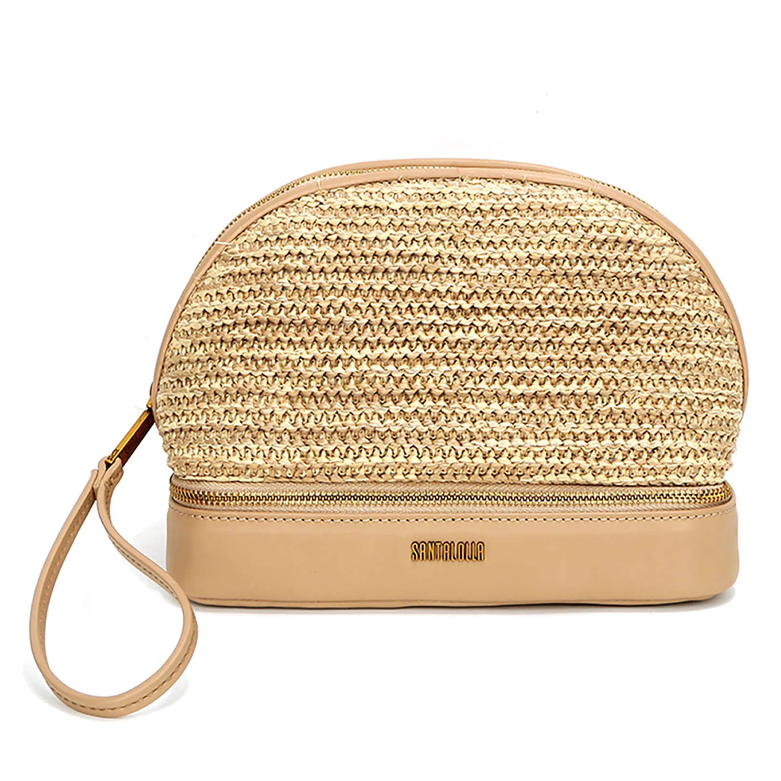 Necessaire Bege Palha Alça de Mão - vista 1 de 5
