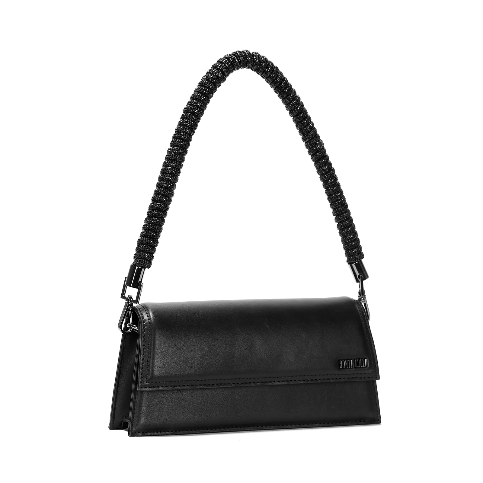 Bolsa Baguete Preta Atanado Alça Brilho - vista 4 de 4