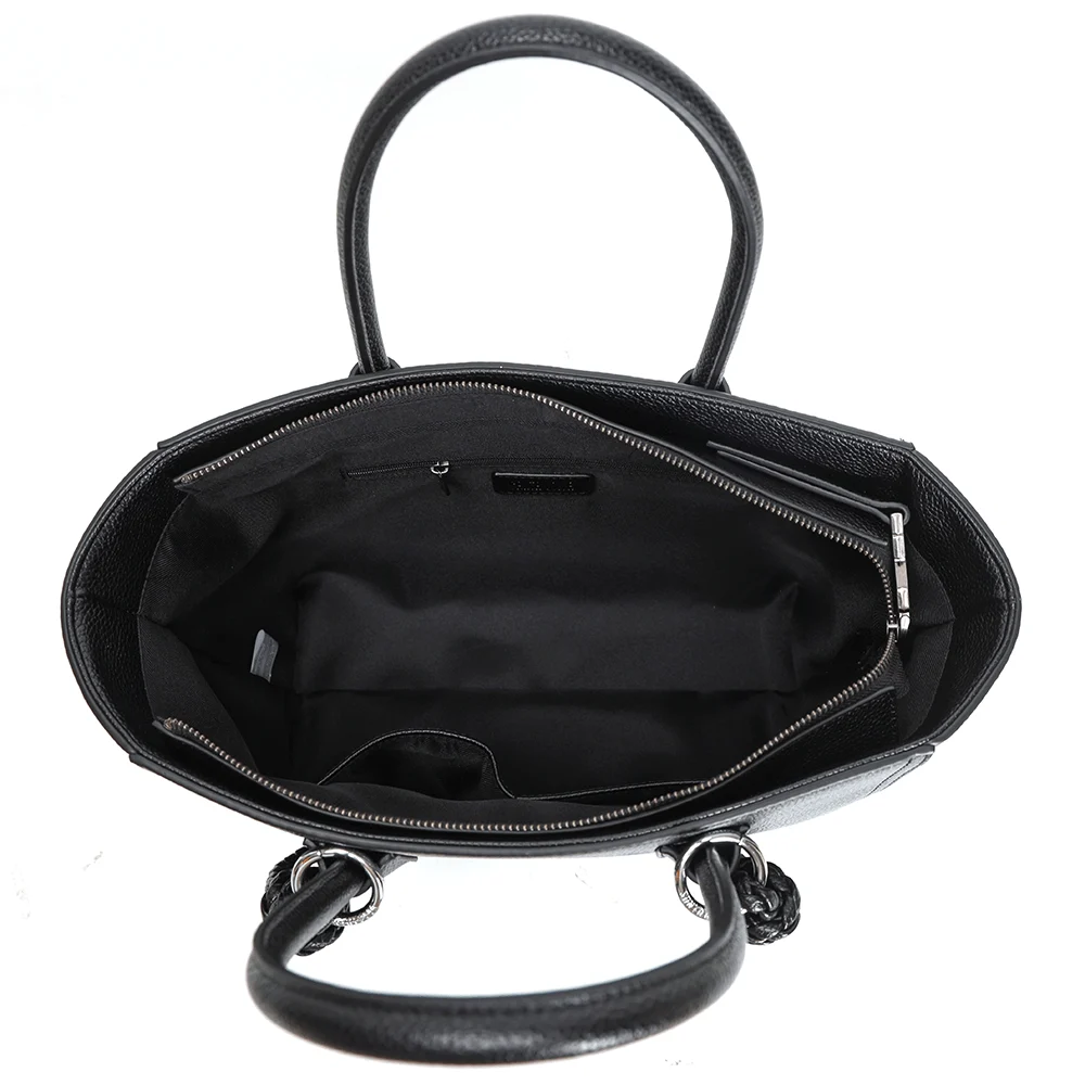Bolsa Tote Estruturada Grande de Couro Floater Texturizado Preta - vista 3 de 3