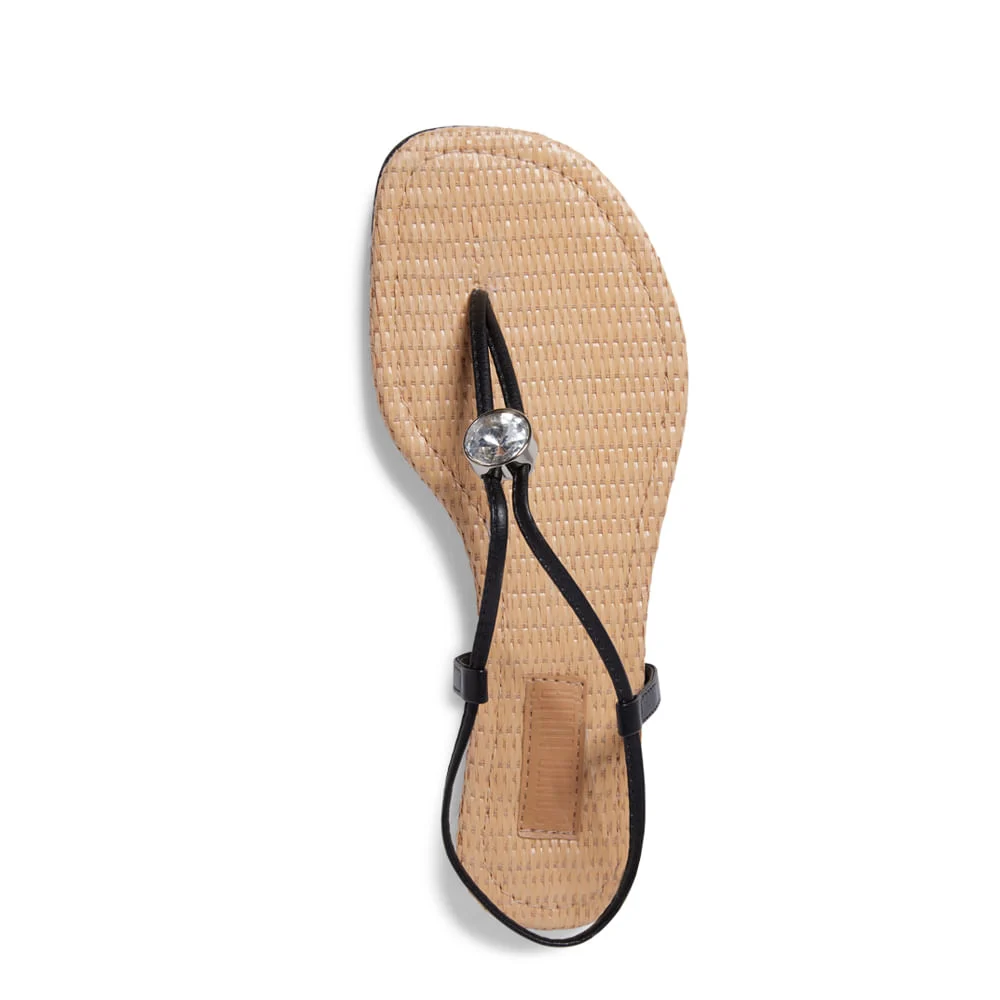 Rasteira Napa Soft Palha Preta - vista 3 de 4