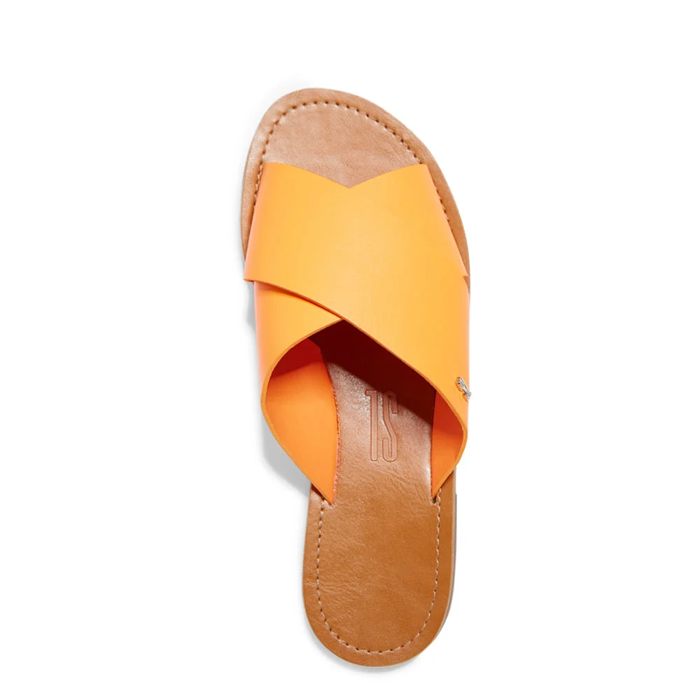 Rasteira Couro Confort Neon Laranja - vista 3 de 3