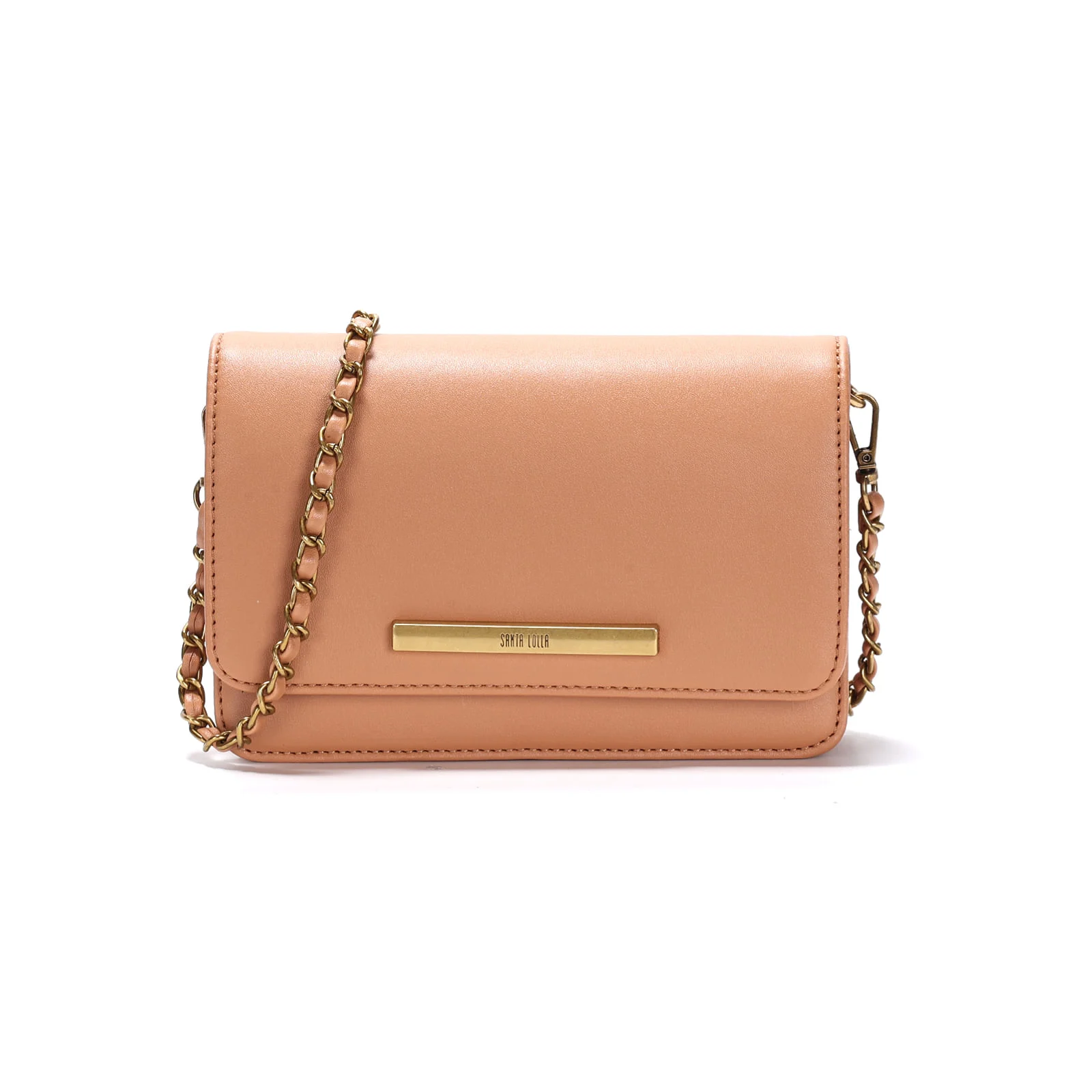 Bolsa Flap Bag Pequena Bege Alça Metalizada - vista 1 de 3