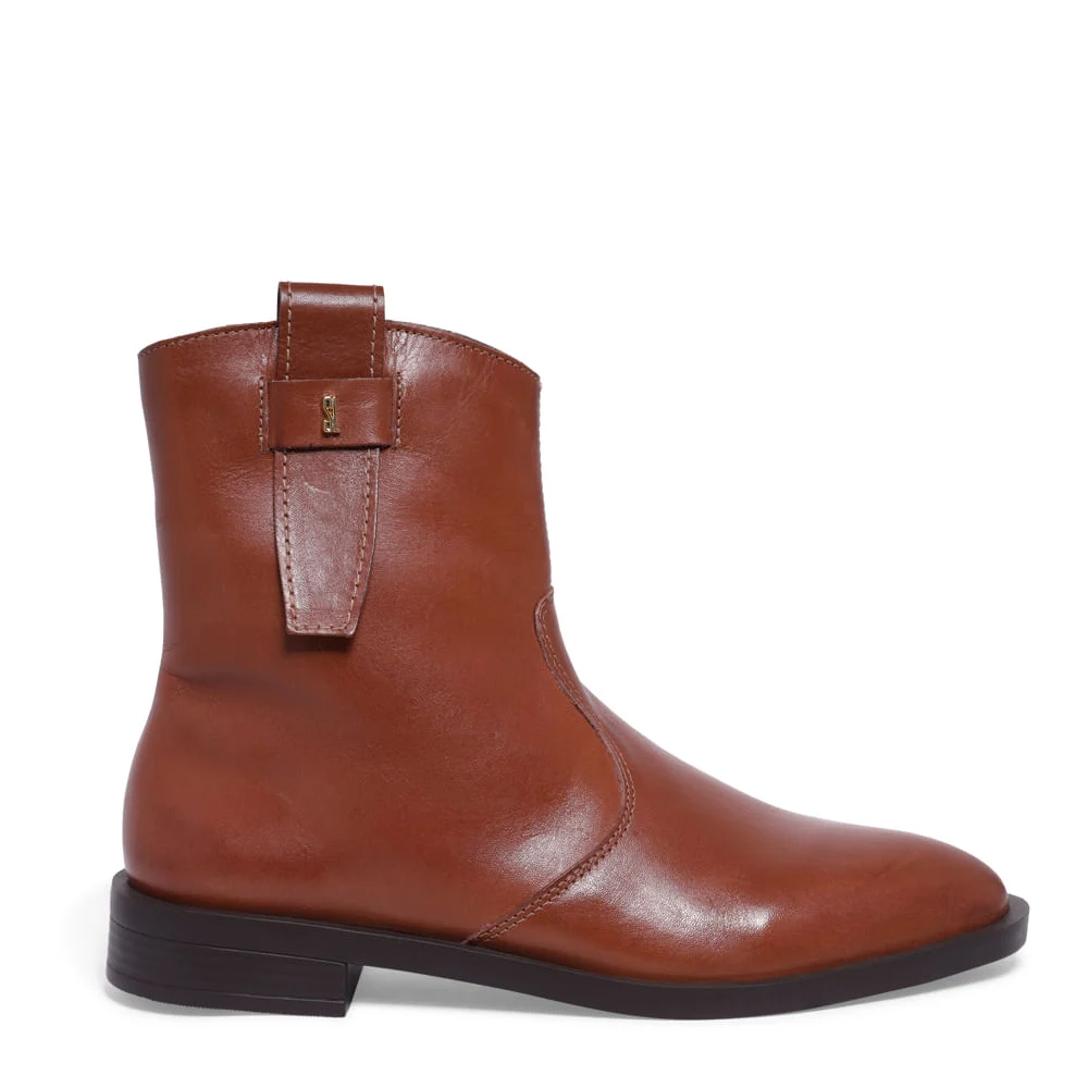 Bota Coturno Couro Marrom Cano Curto - vista 1 de 3