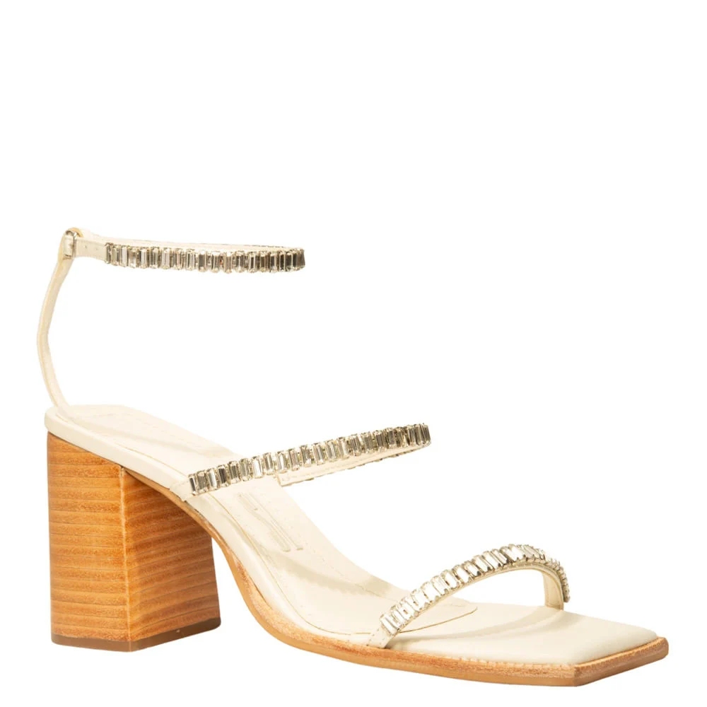 Sandália Couro Off White Salto Grosso - vista 2 de 3