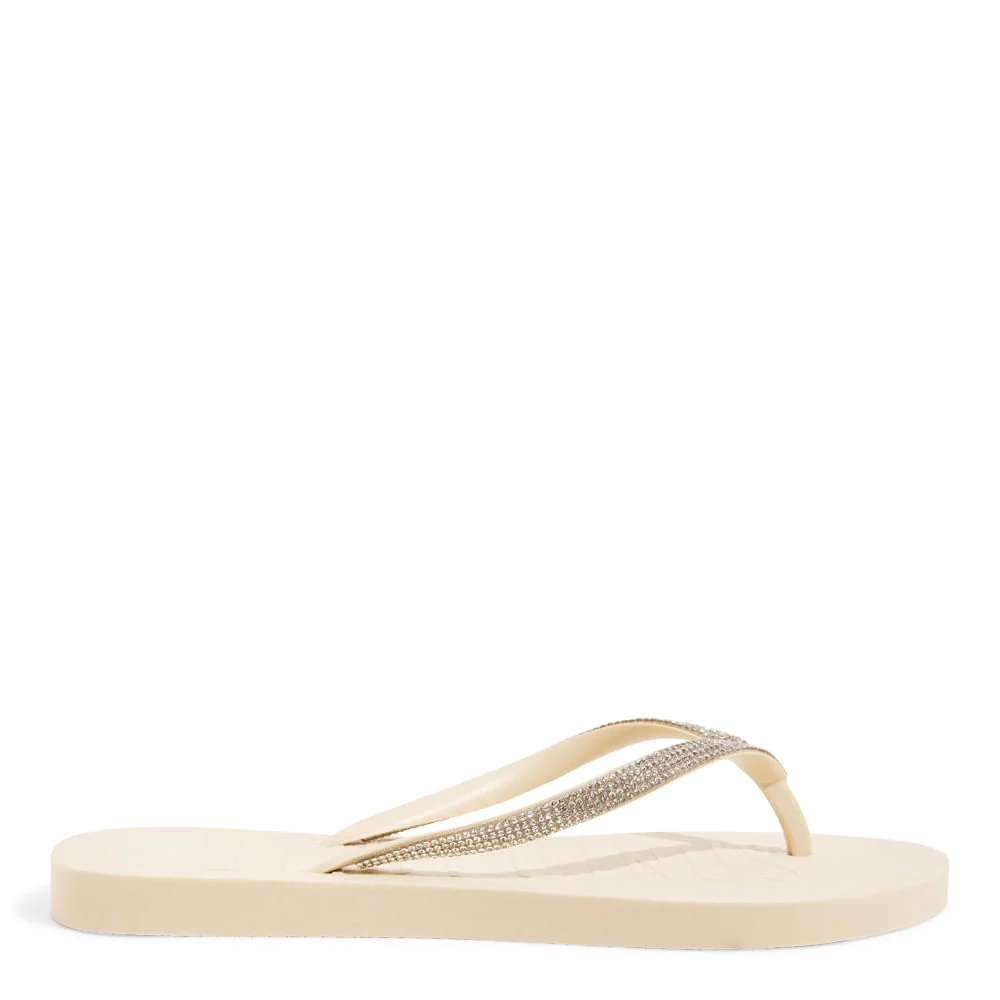 Chinelo Flip Flop Borracha Bege Brilho - vista 1 de 4