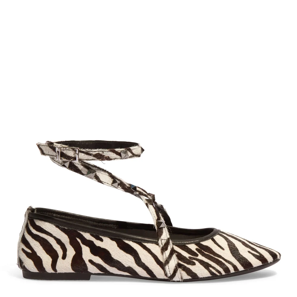 Sapatilha Couro Pelo Zebra Tiras Spikes Amarração - vista 1 de 5