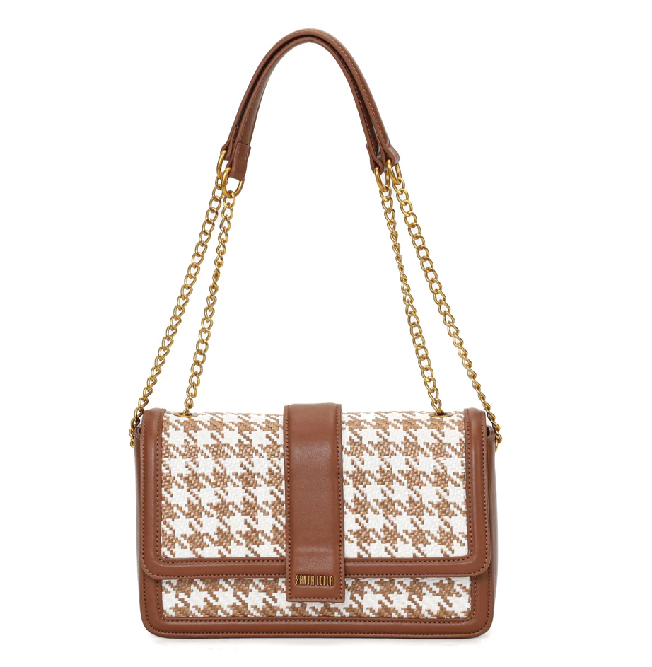 Bolsa Tramado Marrom Alça De Ombro Corrente - vista 1 de 6