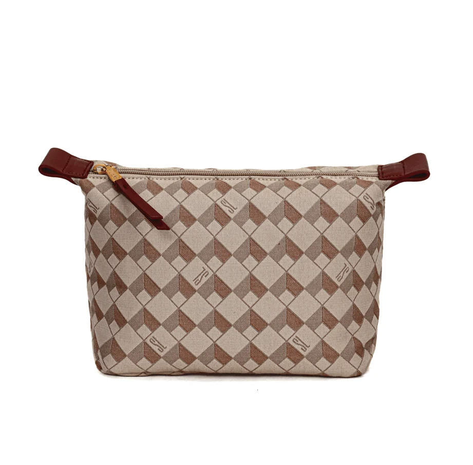 Necessaire Jacquard Cubos Zíper Marrom - vista 1 de 6