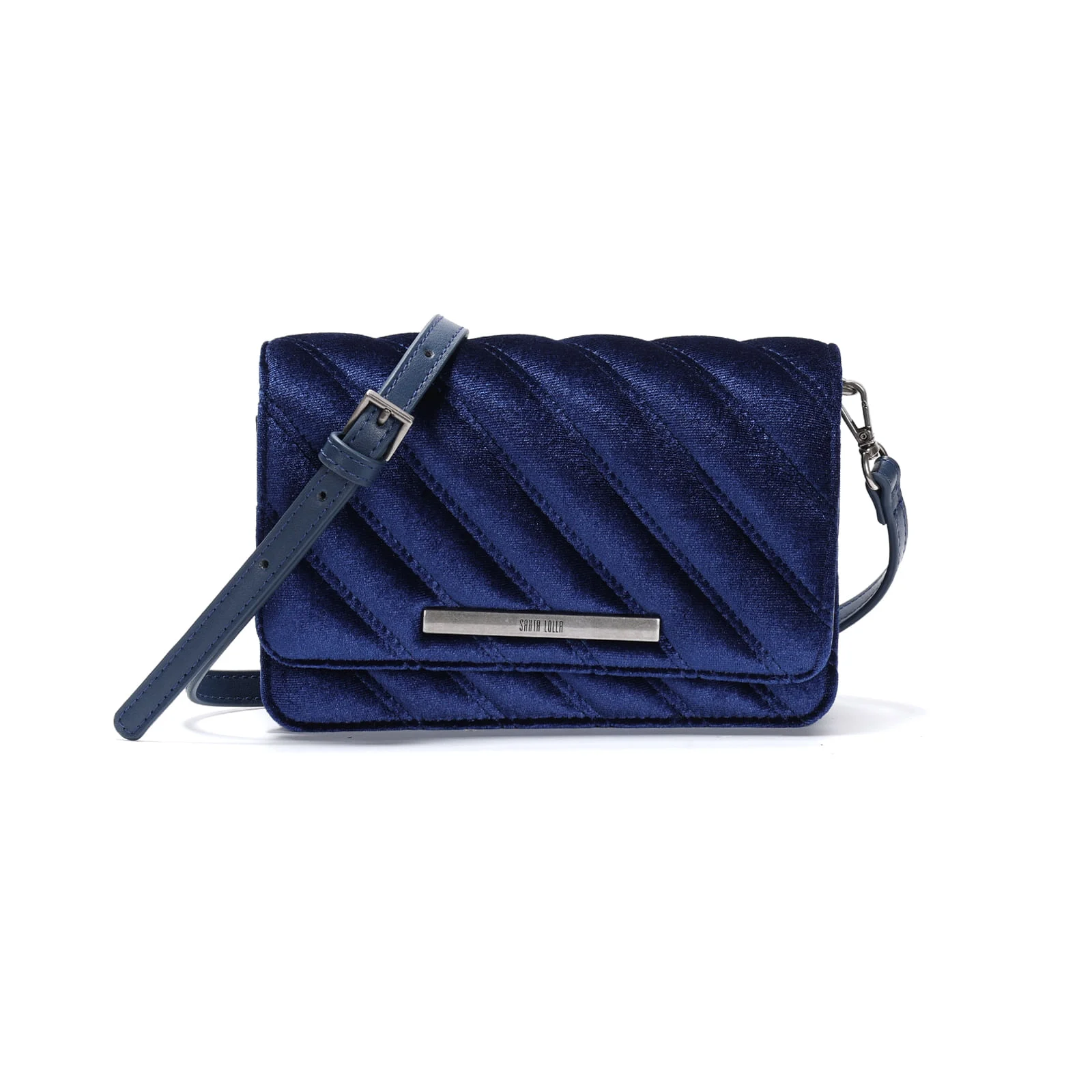 Bolsa Tiracolo Azul Veludo - vista 1 de 3