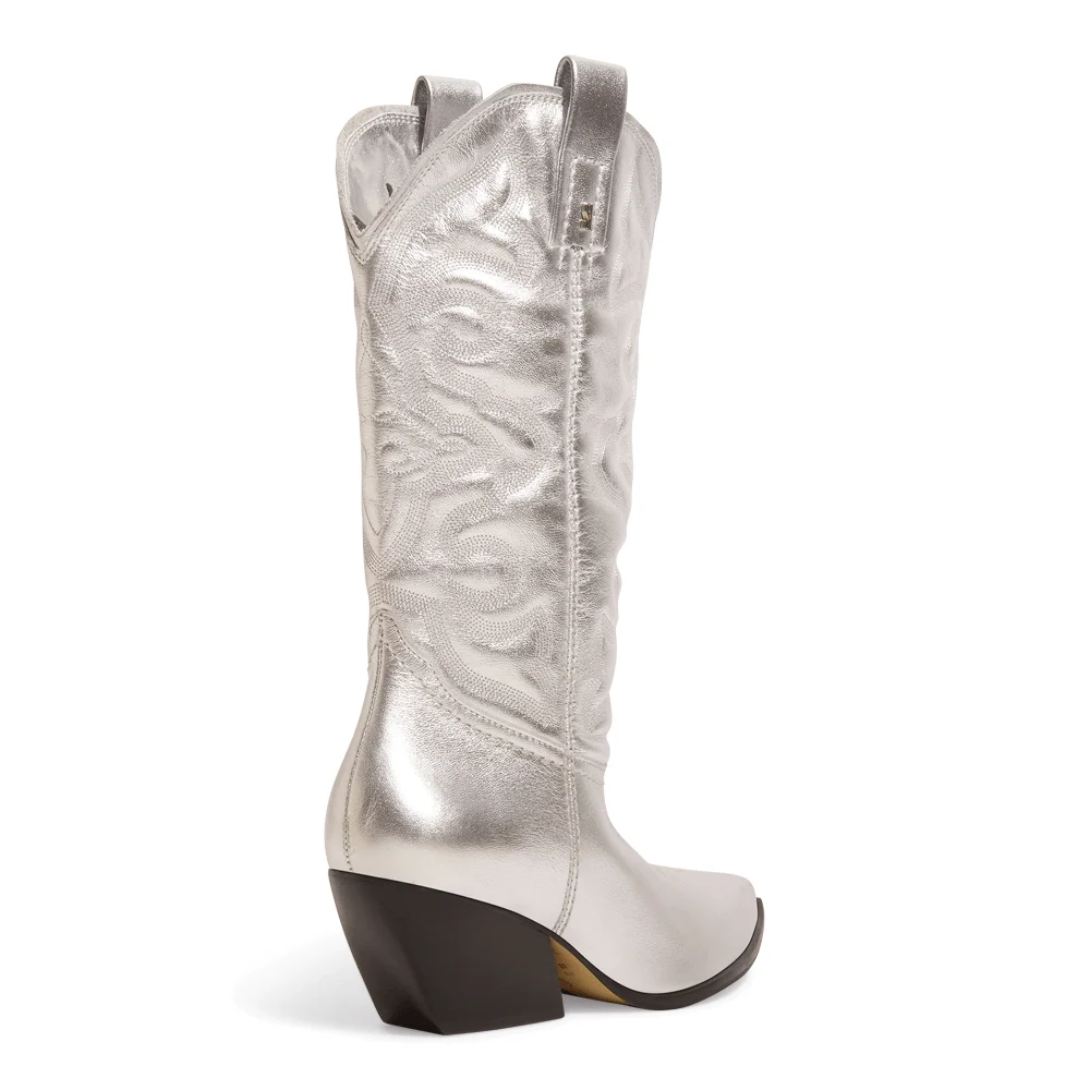 Bota Western Prata Couro Metalizado - vista 3 de 3