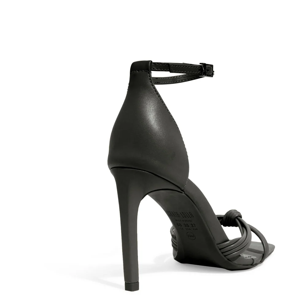Sandalia Napa Soft Preta Salto Alto Fino - vista 3 de 3