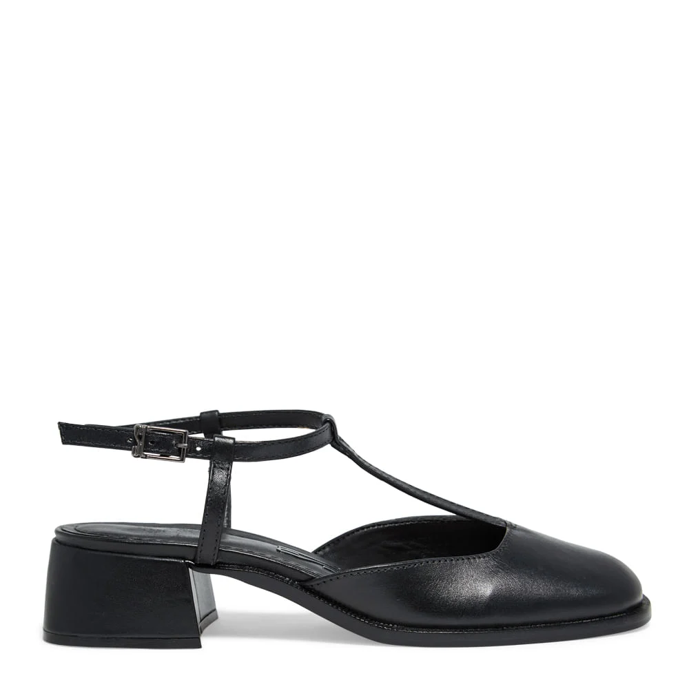 Scarpin Boneca Preto Bico Redondo - vista 1 de 5
