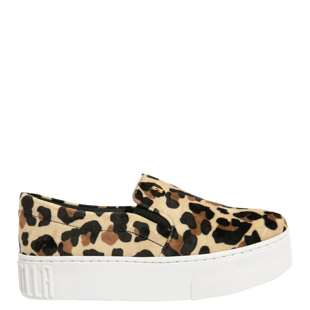 Tênis Slip On Veludo Animal Print Onça Plataforma - vista 1 de 4