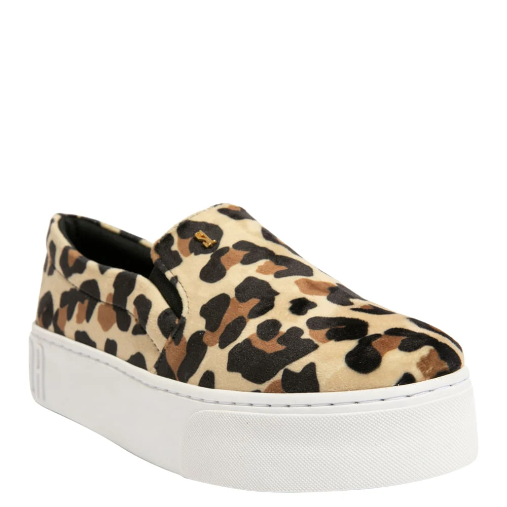 Tênis Slip On Veludo Animal Print Onça Plataforma - vista 2 de 4