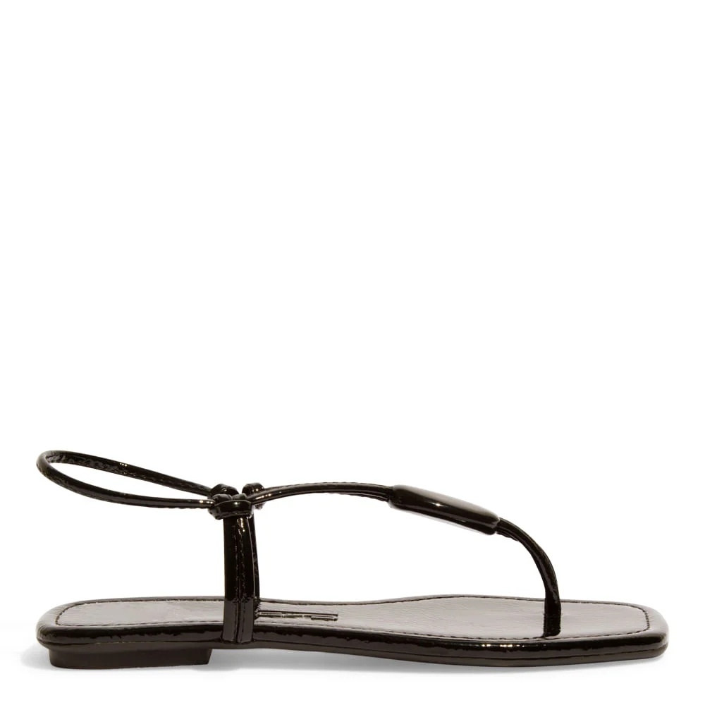 Rasteira Envernizado Glossy Preta Bico Quadrado - vista 1 de 4