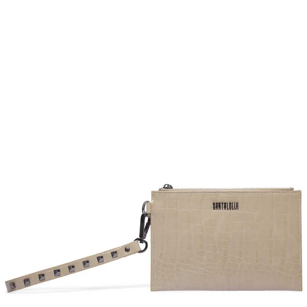 Clutch Croco Bege Alça Fina Spikes - vista 1 de 4