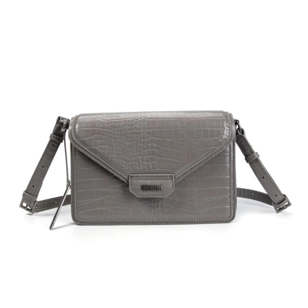 Bolsa Envelope Cinza Croco Transversal - vista 1 de 3