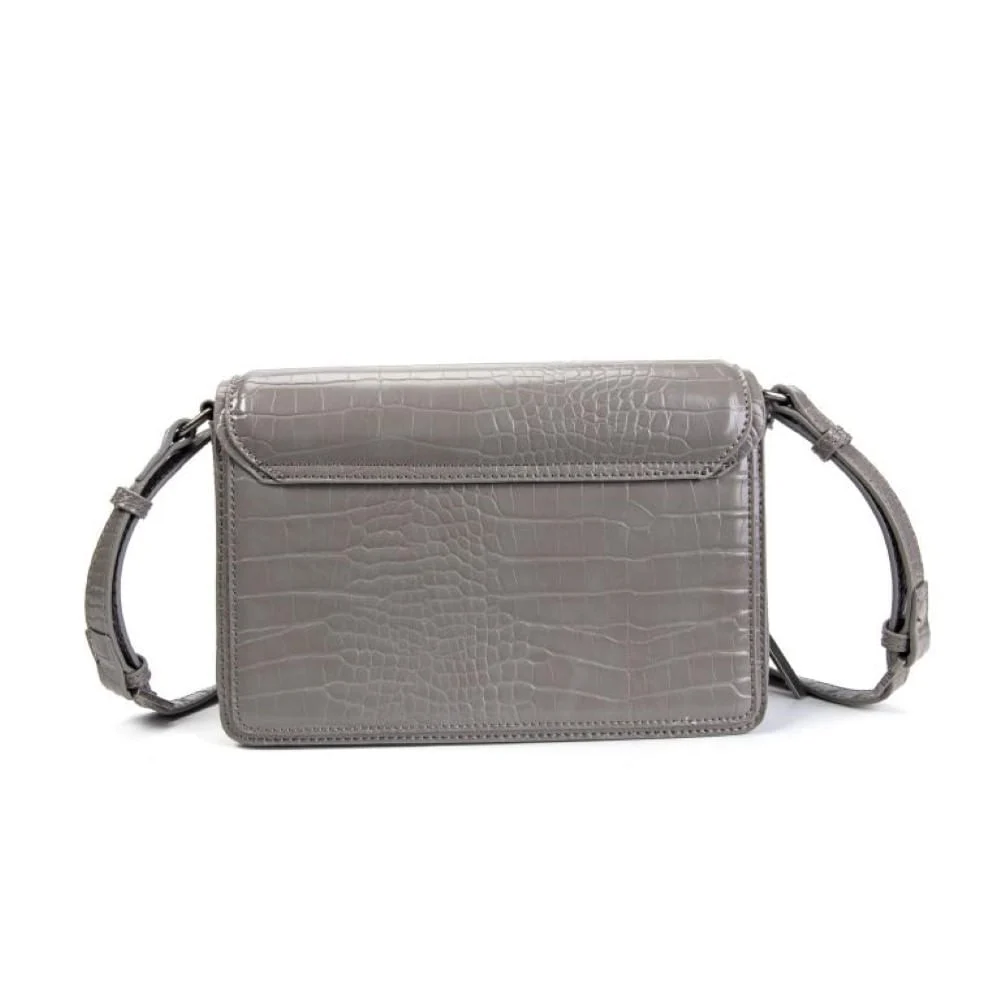 Bolsa Envelope Cinza Croco Transversal - vista 3 de 3