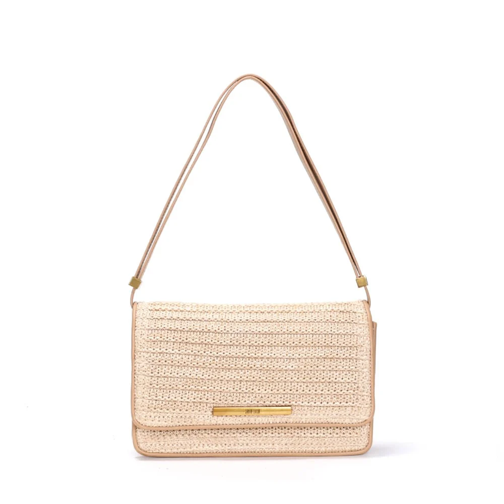 Bolsa Baguete Bege Palha Alça De Ombro - vista 1 de 3