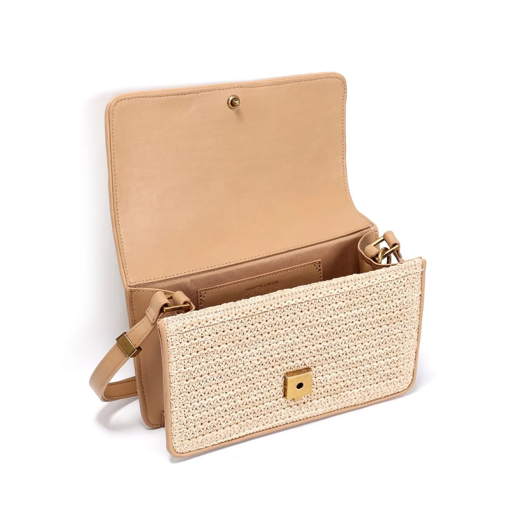 Bolsa Baguete Bege Palha Alça De Ombro - vista 3 de 3