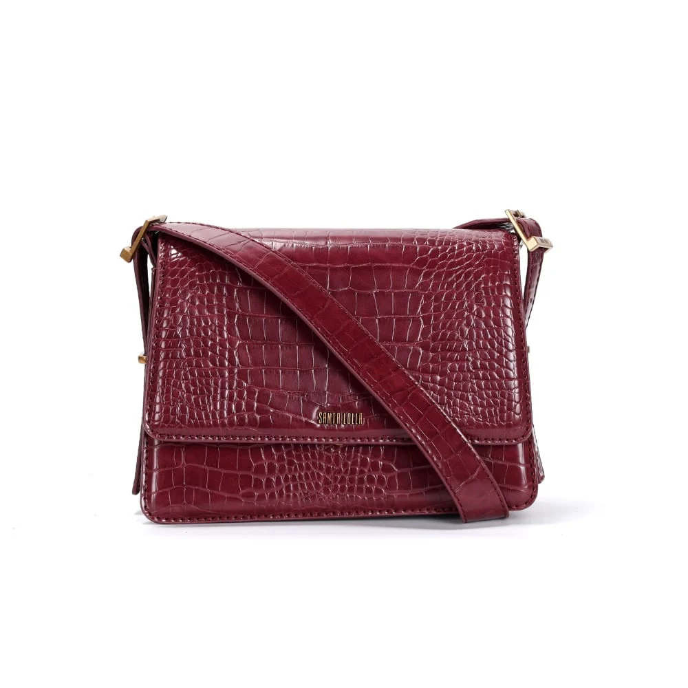 Bolsa Croco Vermelho Bordô Alça Tiracolo Ajustável Fivela - vista 1 de 3