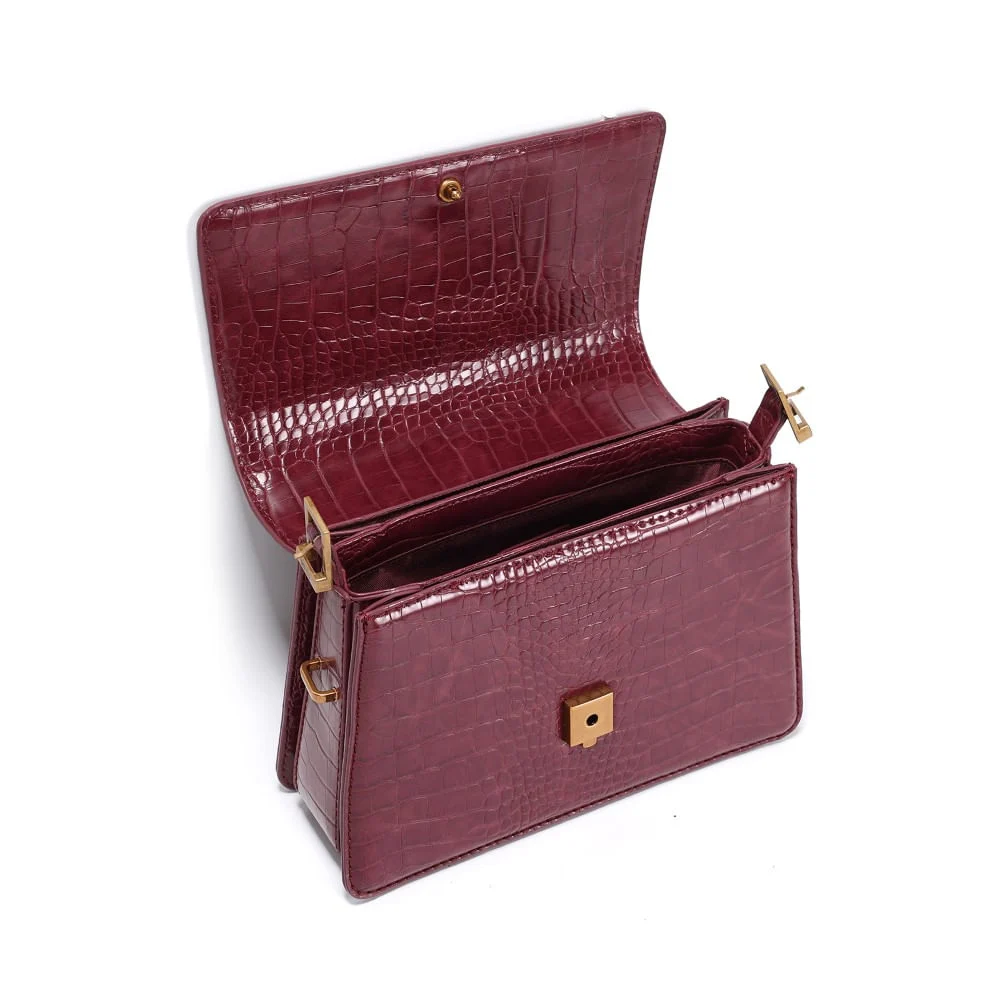 Bolsa Croco Vermelho Bordô Alça Tiracolo Ajustável Fivela - vista 3 de 3