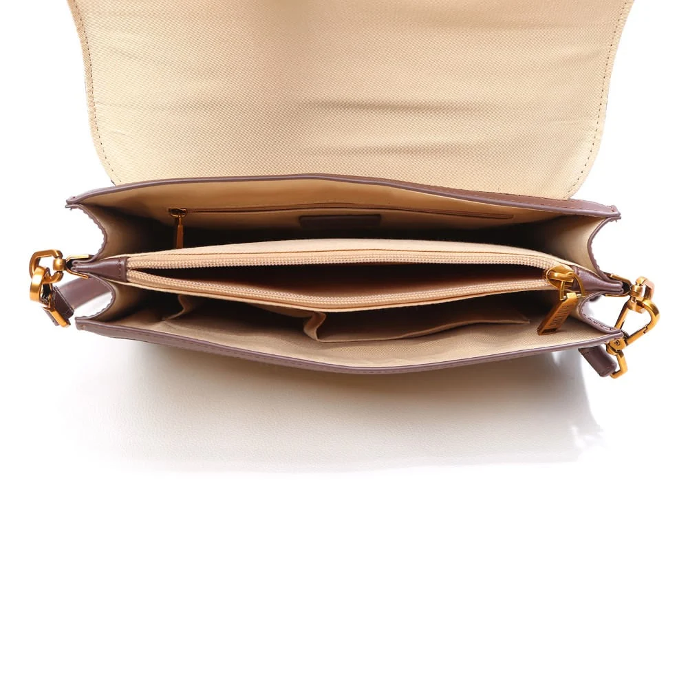 Bolsa Palha Bege E Marrom Transversal Alça Dupla - vista 6 de 6