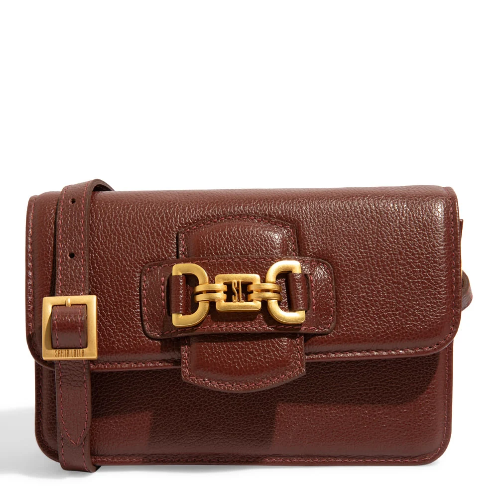 Bolsa Pequena Couro Floater Transversal Vermelho Bordô - vista 1 de 3