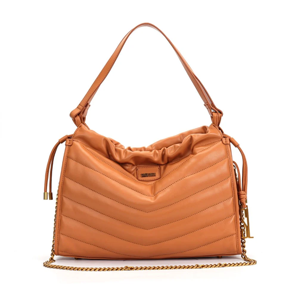 Bolsa Baguete Caramelo Soft Corrente Dourada - vista 1 de 7