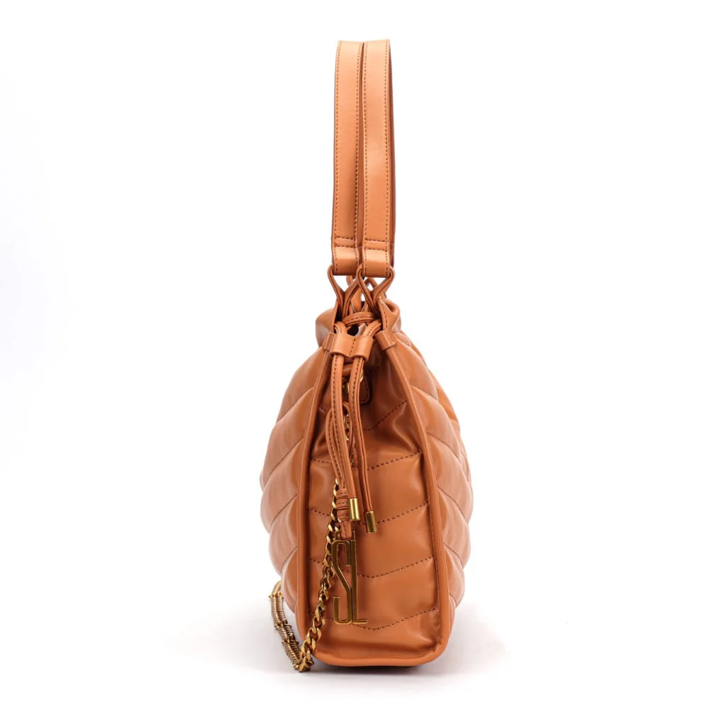 Bolsa Baguete Caramelo Soft Corrente Dourada - vista 4 de 7