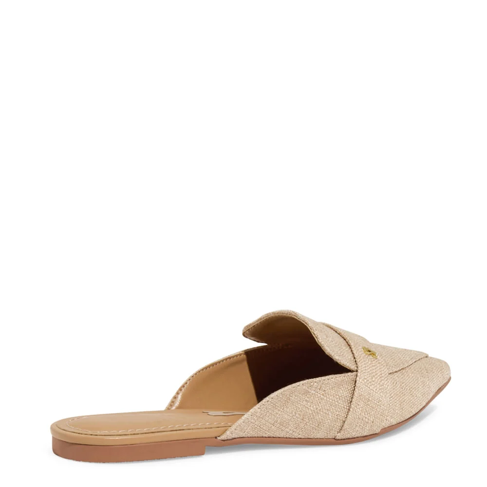 Mocassim Mule Tecido Copacabana Bico Fino Bege - vista 3 de 4