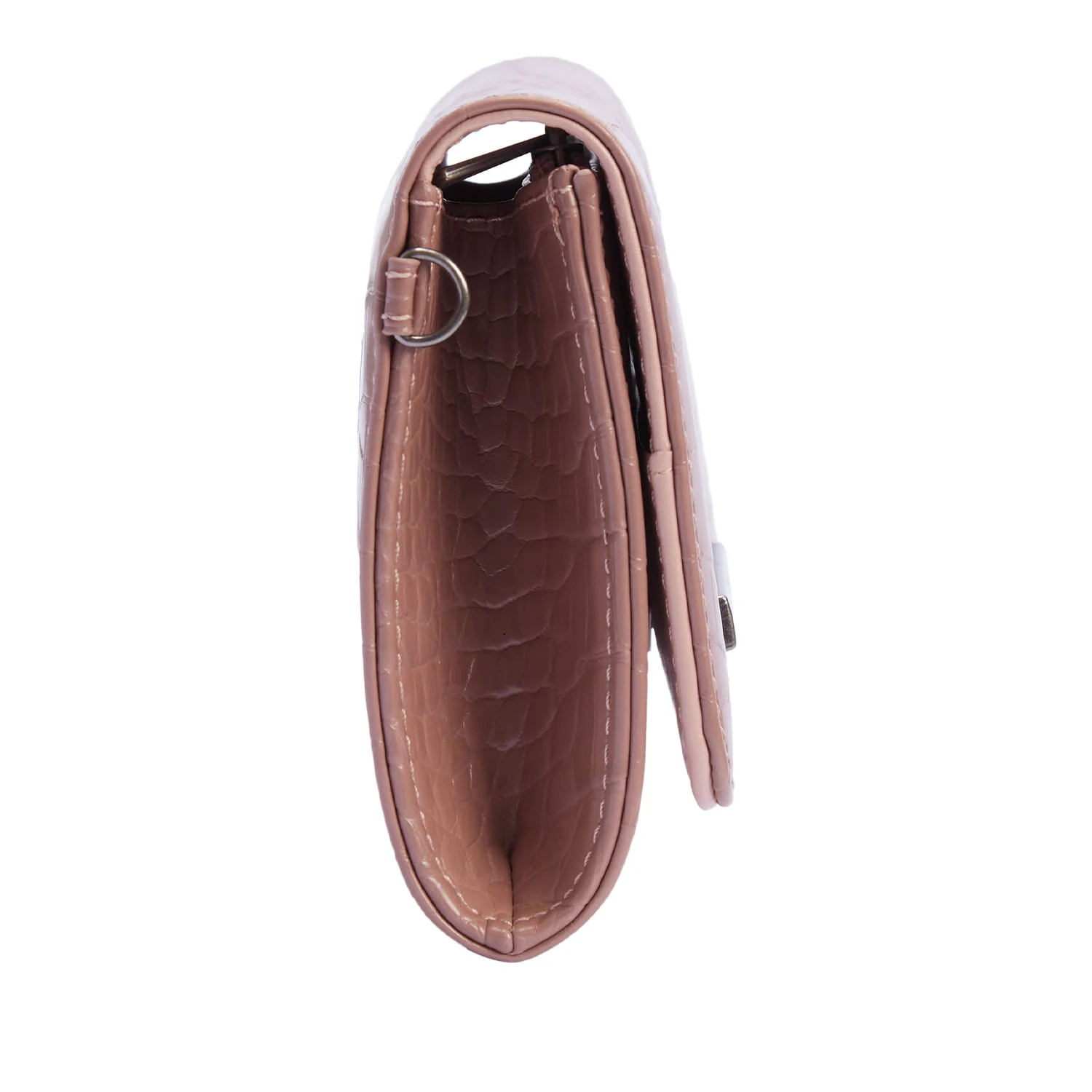 Bolsa Carteira Rose Croco Alça Transversal - vista 4 de 7