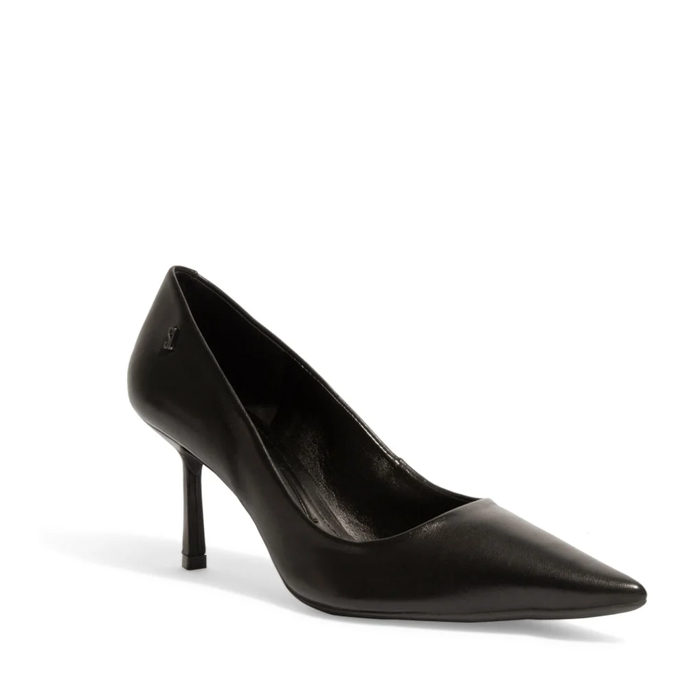 Scarpin Couro Nobre Soft Preto Salto Fino Médio - vista 2 de 3