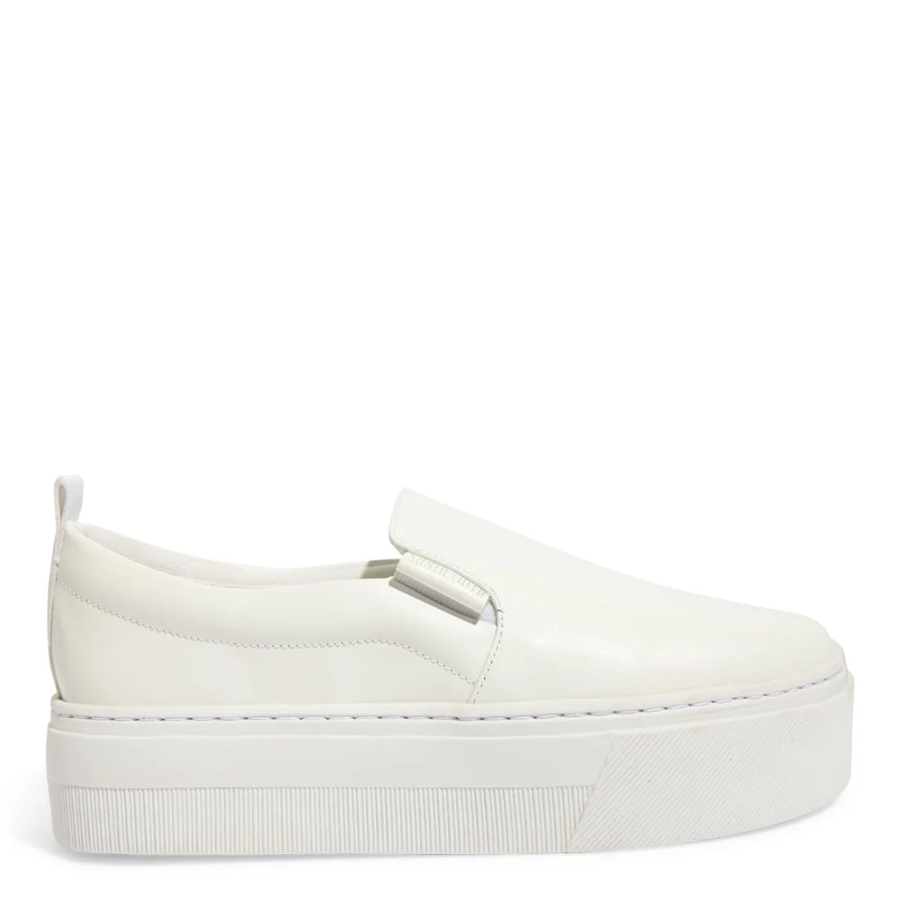 Tênis Slip On Plataforma Couro Confort Branco - vista 1 de 4