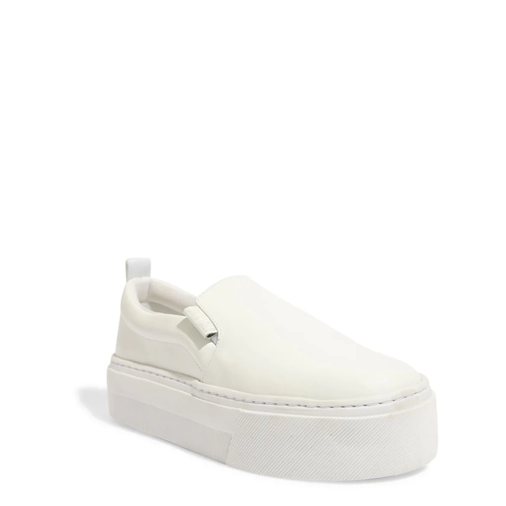 Tênis Slip On Plataforma Couro Confort Branco - vista 2 de 4